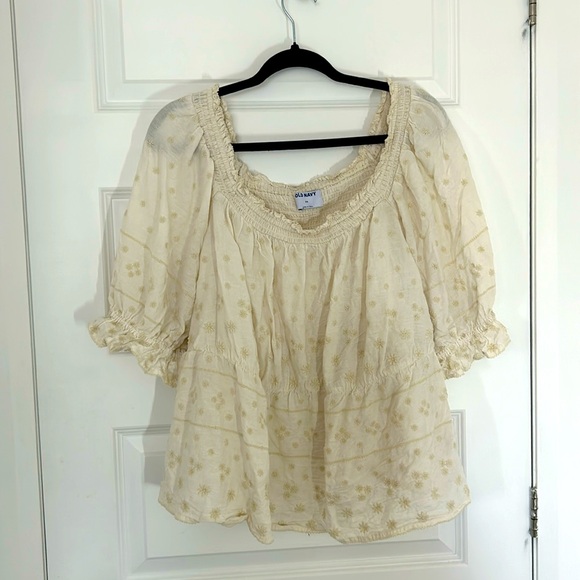 OLD NAVY - peasant cottagecore prairie round neck babydoll short sleeves 3X - Picture 1 of 8